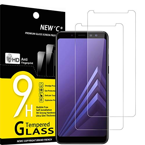 NEW'C 2 Stück, Panzer Schutz Glas für Samsung Galaxy A8 2018, Frei von Kratzern, 9H Härte, HD Displayschutzfolie, 0.33mm Ultra-klar, Ultrabeständig von NEW'C