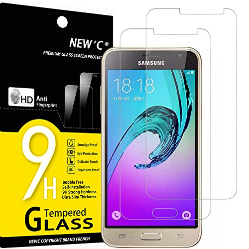 NEW'C 2 Stück, Panzer Schutz Glas für Samsung Galaxy J3 2015, Frei von Kratzern, 9H Härte, HD Displayschutzfolie, 0.33mm Ultra-klar, Ultrabeständig von NEW'C