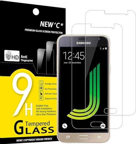 NEW'C 2 Stück, Panzer Schutz Glas für Samsung Galaxy J3 2016, Frei von Kratzern, 9H Härte, HD Displayschutzfolie, 0.33mm Ultra-klar, Ultrabeständig von NEW'C
