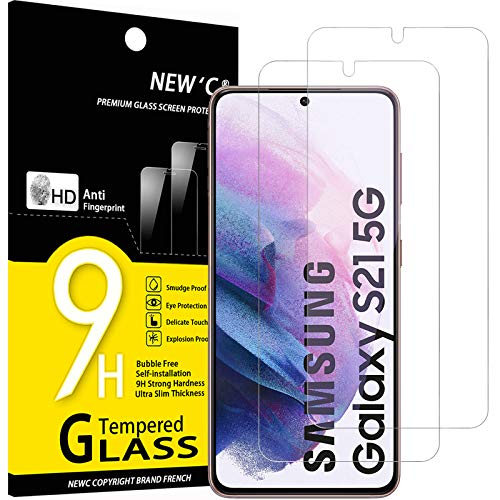 NEW'C 2 Stück, Panzer Schutz Glas für Samsung Galaxy S21 5G (6.2), Frei von Kratzern, 9H Härte, HD Displayschutzfolie, 0.26mm Ultra-klar, Ultrabeständig von NEW'C