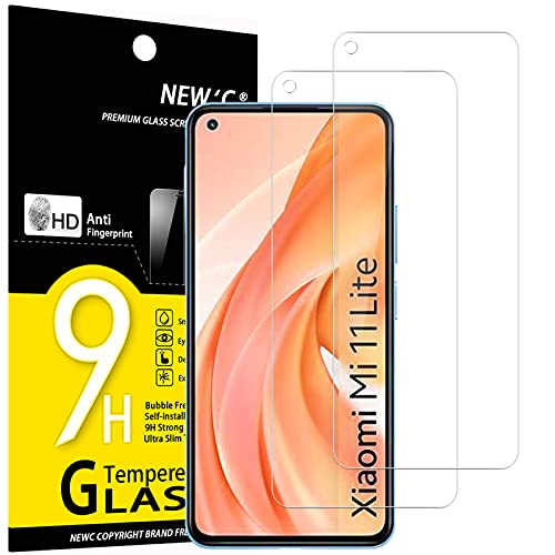 NEW'C 2 Stück, Panzer Schutz Glas für Xiaomi Mi 11 Lite/Mi 11 Lite 5G, Frei von Kratzern, 9H Härte, HD Displayschutzfolie, 0.33mm Ultra-klar, Ultrabeständig von NEW'C