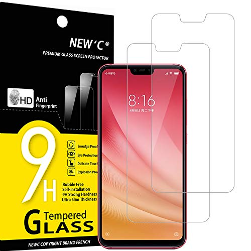 NEW'C 2 Stück, Panzer Schutz Glas für Xiaomi Mi 8 Lite, Mi 8X, Frei von Kratzern, 9H Härte, HD Displayschutzfolie, 0.33mm Ultra-klar, Ultrabeständig von NEW'C