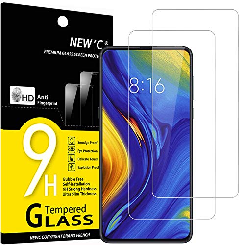 NEW'C 2 Stück, Panzer Schutz Glas für Xiaomi Mi Mix 3, Frei von Kratzern, 9H Härte, HD Displayschutzfolie, 0.33mm Ultra-klar, Ultrabeständig von NEW'C