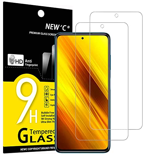 NEW'C 2 Stück, Panzer Schutz Glas für Xiaomi Poco X3 / Poco X3 Pro/Poco X3 NFC, Frei von Kratzern, 9H Härte, HD Displayschutzfolie, 0.33mm Ultra-klar, Ultrabeständig von NEW'C