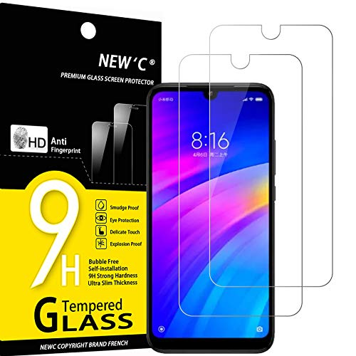 NEW'C 2 Stück, Panzer Schutz Glas für Xiaomi Redmi 7, Redmi Y3, Frei von Kratzern, 9H Härte, HD Displayschutzfolie, 0.33mm Ultra-klar, Ultrabeständig von NEW'C