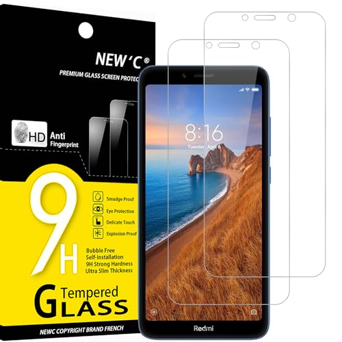 NEW'C 2 Stück, Panzer Schutz Glas für Xiaomi Redmi 7A, Frei von Kratzern, 9H Härte, HD Displayschutzfolie, 0.33mm Ultra-klar, Ultrabeständig von NEW'C