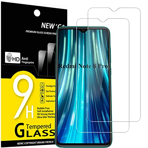 NEW'C 2 Stück, Panzer Schutz Glas für Xiaomi Redmi Note 8 Pro, Redmi 9, Frei von Kratzern, 9H Härte, HD Displayschutzfolie, 0.33mm Ultra-klar, Ultrabeständig von NEW'C