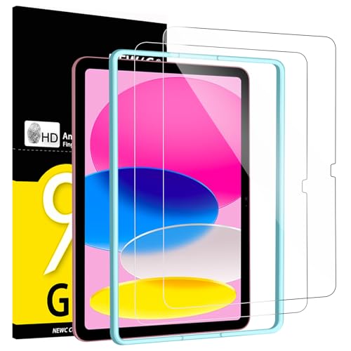 NEW'C 2 Stück, Panzer Schutz Glas für iPad 10.9 Zoll (10. Generation, Modell 2022) und ein Ausrichtungswerkzeug, 9H Härte,HD Displayschutzfolie, 0.33mm Ultra-klar von NEW'C