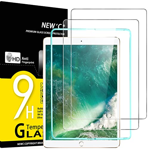 NEW'C 2 Stück, Panzer Schutz Glas für iPad Air 10,5 Zoll (3. Generation 2019) and iPad Pro 10,5 2017 und ein Ausrichtungswerkzeug, HD Displayschutzfolie, 0.33mm Ultra-klar, Ultrabeständig von NEW'C