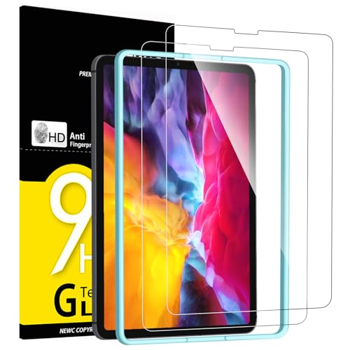 NEW'C 2 Stück, Panzer Schutz Glas für iPad Air 5/4. Generation 10,9 Zoll, iPad Pro 11 Zoll Model 2022/2021/2020/2018 und EIN Ausrichtungswerkzeug, HD Displayschutzfolie,0.33mm von NEW'C