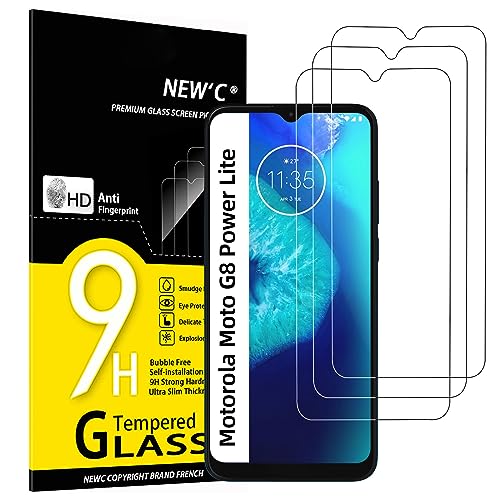 NEW'C 3 Stück, Panzer Schutz Glas für Motorola Moto G8 Power Lite, Frei von Kratzern, 9H Härte, HD Displayschutzfolie, 0.33mm Ultra-klar, Ultrabeständig von NEW'C