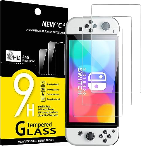 NEW'C 3 Stück, Panzer Schutz Glas für Nintendo Switch (modèle OLED), Frei von Kratzern, 9H Härte, HD Displayschutzfolie, 0.33mm Ultra-klar, Ultrabeständig von NEW'C