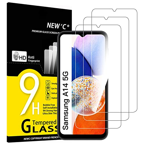 NEW'C 3 Stück, Panzer Schutz Glas für Samsung Galaxy A14 5G/4G, M14 5G, Frei von Kratzern, 9H Härte, HD Displayschutzfolie, 0.33mm Ultra-klar, Ultrabeständig von NEW'C