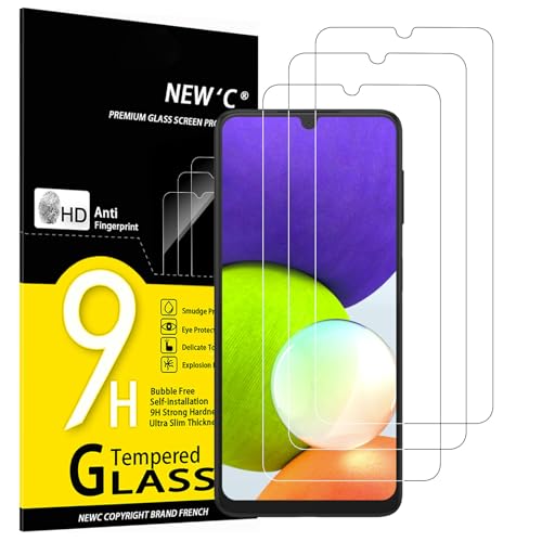 NEW'C 3 Stück für Samsung Galaxy A22 4G für Panzerglas, (Nicht für Samsung Galaxy A22 5G), Frei von Kratzern, 9H Härte, HD Displayschutzfolie, 0.33mm Ultra-klar, Ultrabeständig von NEW'C