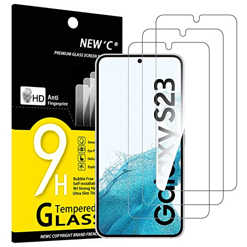 NEW'C 3 Stück, Panzer Schutz Glas für Samsung Galaxy S23, Frei von Kratzern, 9H Härte, HD Displayschutzfolie, 0.26mm Ultra-klar, Ultrabeständig von NEW'C