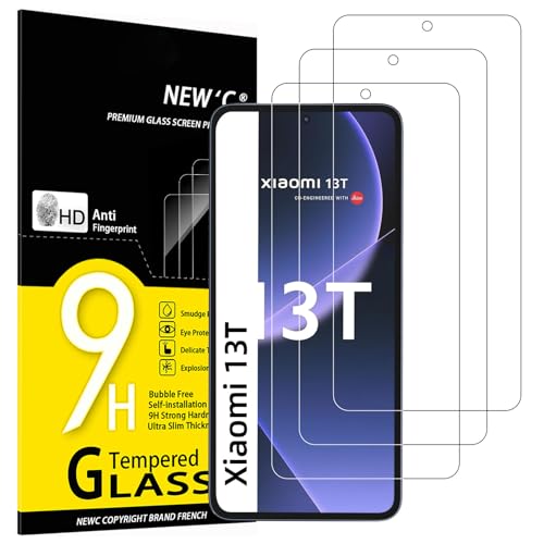 NEW'C 3 Stück, Panzer Schutz Glas für Xiaomi 13T, Xiaomi 13T Pro, Frei von Kratzern, 9H Härte, HD Displayschutzfolie, 0.33mm Ultra-klar, Ultrabeständig von NEW'C