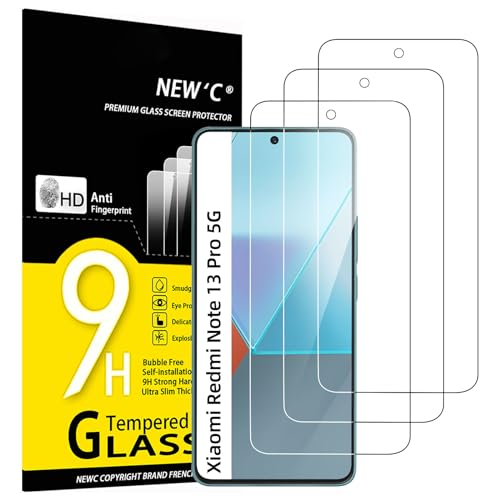 NEW'C 3 Stück, Panzer Schutz Glas für Xiaomi Redmi Note 13 Pro 5G/4G, Frei von Kratzern, 9H Härte, HD Displayschutzfolie, 0.33mm Ultra-klar, Ultrabeständig von NEW'C