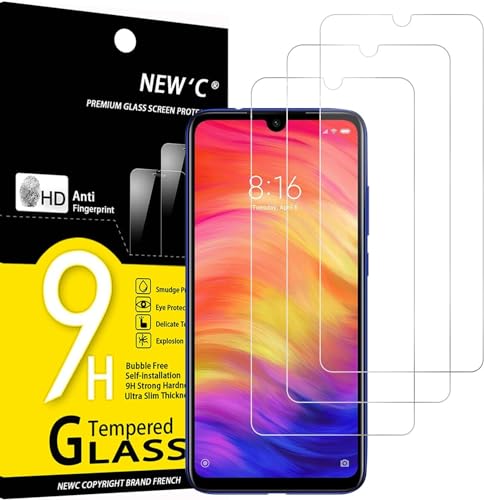 NEW'C 3 Stück, Panzer Schutz Glas für Xiaomi Redmi Note 7, Frei von Kratzern, 9H Härte, HD Displayschutzfolie, 0.33mm Ultra-klar, Ultrabeständig von NEW'C
