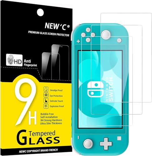 NEW'C 3 Stück, Panzer Schutz Glas für Nintendo Switch lite, Frei von Kratzern, 9H Härte, HD Displayschutzfolie, 0.33mm Ultra-klar, Ultrabeständig von NEW'C