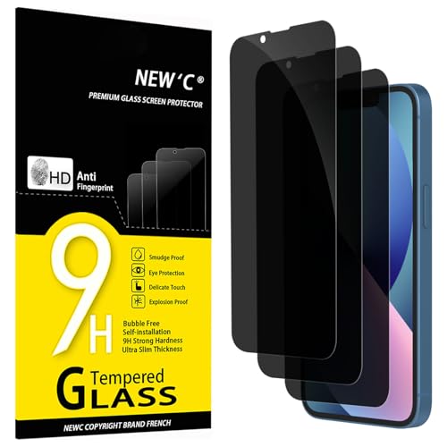 NEW'C 3 Stück, Sichtschutz Panzer Schutz Glas für iPhone 13 Mini (5,4 Zoll), Verbesserter 28-Grad-schutzwinkel, Ultra-Haltbare 9H Härte, Blasenfrei von NEW'C