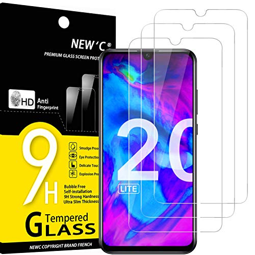 NEW'C 3 Stück Hartglas für Honor 20 Lite, Honor 20i, Displayschutzfolie – kratzfest – ohne Luftblasen – Ultra robust (0,33 mm HD Ultra Transparent) Härtegrad 9H Glas von NEW'C