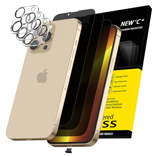NEW'C 3 x Sichtschutz für iPhone 13 Pro Max für Panzerglas (6,7 Zoll) und 3 x Kamera Panzer Schutz Glas Kameraschutz + Staubschutzstöpsel -28 Grad verbesserter Sichtwinkel - kratzfest von NEW'C