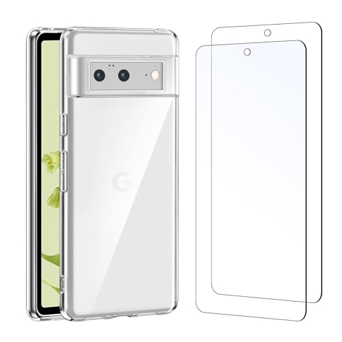 NEW'C Hülle für Google Pixel 6 - Ultra Transparent Silikon Weiches TPU Gel und 2 × Panzer Schutz Glas für Google Pixel 6 - Anti Scratch von NEW'C