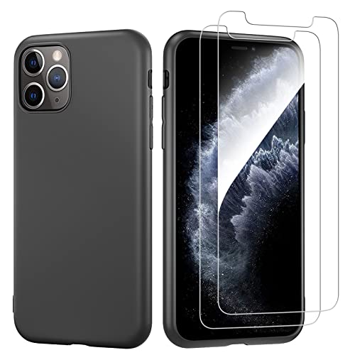 NEW'C Hülle für iPhone 11 Pro MAX Ultra Thin Silikon Schwarz und 2 × Panzer Schutz Glas für iPhone 11 Pro MAX - Anti Scratch von NEW'C