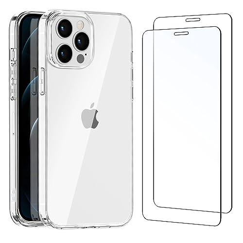 NEW'C Hülle für iPhone 12 Pro Max Ultra Transparent Silikon Weiches TPU Gel und 2 × Panzer Schutz Glas für iPhone 12 Pro Max - Anti Scratch von NEW'C