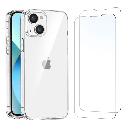 NEW'C Hülle für iPhone 13 Mini (5,4 Zoll) Ultra Transparent Silikon Weiches TPU Gel und 2 × Panzer Schutz Glas für iPhone 13 Mini (5,4 Zoll)- Anti Scratch von NEW'C