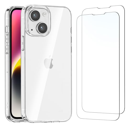 NEW'C Hülle für iPhone 14 Plus (6,7 Zoll) - Ultra Transparent Silikon Weiches TPU Gel und 2 × Panzer Schutz Glas für iPhone 14 Plus (6,7 Zoll) - Anti Scratch von NEW'C