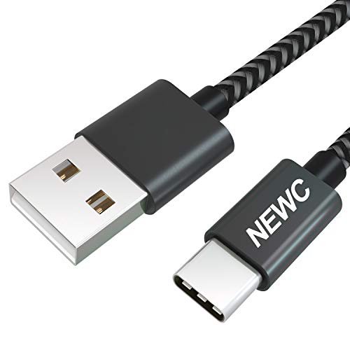 USB-Kabel Typ C, geflochten, schwarz, aus Nylon auf USB, USB-C-Kabel für Samsung Galaxy S8/S8 Plus, S9/S9 Plus, Huawei, Xiaomi, Honor, Nokia, OnePlus, Ladegerät USB C, schnell, 3 m von NEW'C