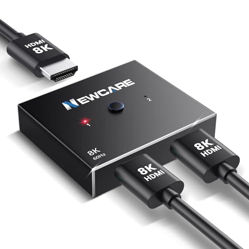 NEWCARE HDMI 2.1 Bidirektionaler Splitter 8K@60Hz/4K@120Hz - 1 Ein 2 Aus / 2 Ein 1 Aus, 48 Gbps, HDR, Aluminium - Für PS5/4, Xbox, Blu-ray Player NEWCARE HDMI 2.1 Bidirektionaler Splitter 8K@60Hz/4K@120Hz - 1 Ein 2 Aus / 2 Ein 1 Aus, 48 Gbps, HDR, Aluminium - Für PS5/4, Xbox, Blu-ray Player von NEWCARE