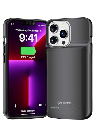 NEWDERY Akku Hülle für iPhone 13 Pro/iPhone 13, 4800mAh Schlanke Tragbare Ladeschutzhülle, Wiederaufladbare Ladehülle für iPhone 13 Pro/iPhone 13 (6,1 Zoll) von NEWDERY