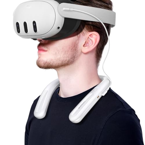 NEWDERY Akku für Meta Quest 3, 10000 mAh Powerbank zum Aufhängen am Hals für zusätzliche 3–5 Stunden Spielzeit, PD-Schnellladegerät für Oculus Quest 3S/3/2/1/Pro, Pico 4/4 Pro, HTC Vive, PSVR 2 – Weiß von NEWDERY