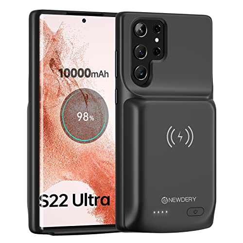 NEWDERY Akkuhülle für Samsung Galaxy S22 Ultra 10000 mAh Ladehülle, wiederaufladbar Ladegerät, tragbares Powerbank Backup-Ladegerät für Samsung Galaxy S22 Ultra Schwarz von NEWDERY