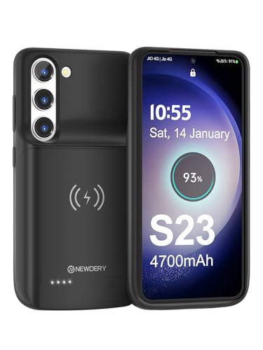 NEWDERY Akkuhülle für Samsung Galaxy S23, 4700mAh Tragbare Ladebatterie Zusatzakku Externe Handyhülle Batterie Wiederaufladbare Schutzhülle Power Bank Akku Case für Galaxy S23(unterstützt Qi-Laden) von NEWDERY