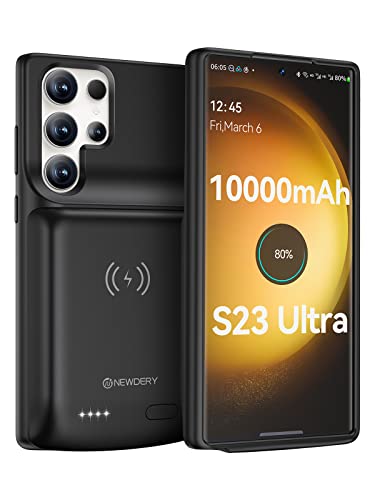 NEWDERY Akkuhülle für Samsung Galaxy S23 Ultra, 10000mAh Tragbare Ladebatterie Zusatzakku Externe Handyhülle Batterie Wiederaufladbare Schutzhülle Power Bank Akku Case für Galaxy S23 Ultra von NEWDERY