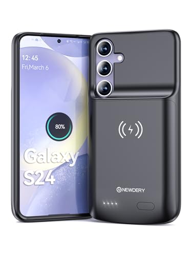 NEWDERY Akkuhülle für Samsung Galaxy S24 (4500mAh) Tragbare Ladebatterie Externe Handyhülle Batterie Wiederaufladbare Power Bank Akku Case für Galaxy S24(Qi-Laden) von NEWDERY
