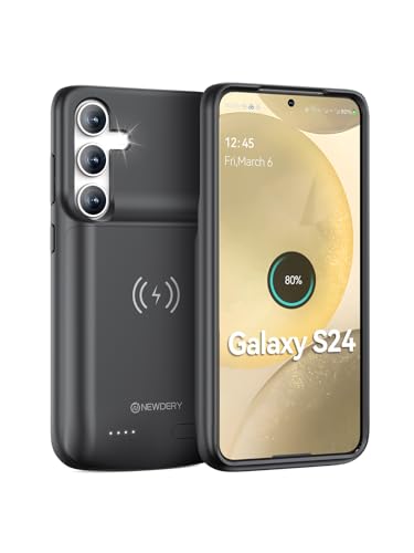 NEWDERY Akkuhülle für Samsung Galaxy S24 (5000mAh) Tragbare Ladebatterie Externe Handyhülle Batterie Wiederaufladbare Power Bank Akku Case für Galaxy S24(Qi-Laden) von NEWDERY