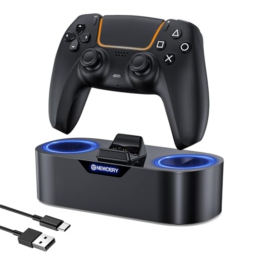 NEWDERY PS5 Controller Ladestation, Schnellladestation für Playstation 5 Controller, Einzel Controller Ladeständer als Ersatz für PS5 Controller und PS5 Pro Controller - Schwarz NEWDERY PS5 Controller Ladestation, Schnellladestation für Playstation 5 Controller, Einzel Controller Ladeständer als Ersatz für PS5 Controller und PS5 Pro Controller - Schwarz von NEWDERY