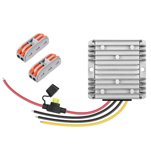 NEWFUN Dc Wandler, Spannungswandler 12v auf 24v, dc-dc Wandler, 12v Spannungsregler, 360W mit Sicherung,wasserdichter Schnellverbinder Kabelstecker für Golfwagen LED-Leuchten Auto von NEWFUN