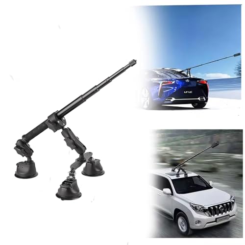 NEWFUN Dreifach Saugnapf Autohalterung Set, Saugnapfhalterung,112 cm Selfie Stick, Saugnapfhalterung für Dachkamera-Aufnahmen, Third Person Autohalterung für Insta360/für Gopro, Saugnapf Halterung von NEWFUN