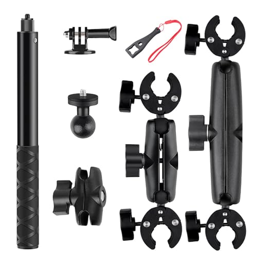 NEWFUN Kamera Halterung, Zubehör für insta360 x4, Motorrad Kit für insta360 x4,X3,X2 360-Grad-Drehung, Doppelklemme, Doppelte Stabilität, Motorradhalterung, Kompatibel mit Mehreren Geräten NEWFUN Kamera Halterung, Zubehör für insta360 x4, Motorrad Kit für insta360 x4,X3,X2 360-Grad-Drehung, Doppelklemme, Doppelte Stabilität, Motorradhalterung, Kompatibel mit Mehreren Geräten von NEWFUN