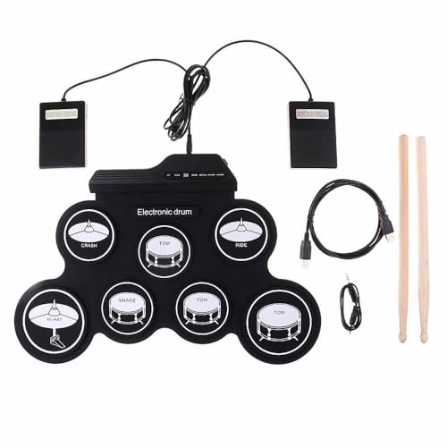 NEWFUN Schlagzeug Elektronisch, Elektronisches Schlagzeug, E Drum, Elektronisches Schlagzeug, Roll-up Drum Practice Pad mit 7 Silikon Schlagzeug Pads mit Mallets und Fußpedal für Anfänger und Kinder NEWFUN Schlagzeug Elektronisch, Elektronisches Schlagzeug, E Drum, Elektronisches Schlagzeug, Roll-up Drum Practice Pad mit 7 Silikon Schlagzeug Pads mit Mallets und Fußpedal für Anfänger und Kinder von NEWFUN