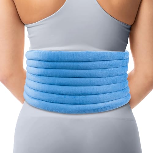 NEWGO Körnerkissen für den Rücken, wärmekissen mikrowelle mit feuchter Wärme Heating Waist für Krämpfe Lendenwirbelsäule, Taille, Magen und Schulter(blau) von NEWGO