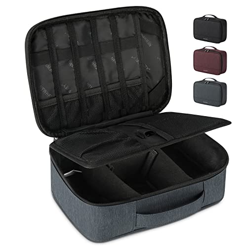 NEWHEY Kabel Organizer Tasche Doppellagig Wasserdicht Gadget Elektronik Zubehör Reise Organizer Tasche für Kabel USB-Laufwerk Ladegerät Powerbank iPad Grau von NEWHEY