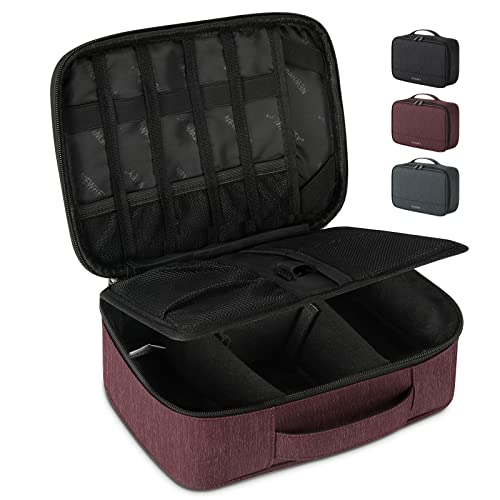 NEWHEY Kabel Organizer Tasche Doppellagig Wasserdicht Gadget Elektronik Zubehör Reise Organizer Tasche für Kabel USB-Laufwerk Ladegerät Powerbank iPad Weinrot von NEWHEY