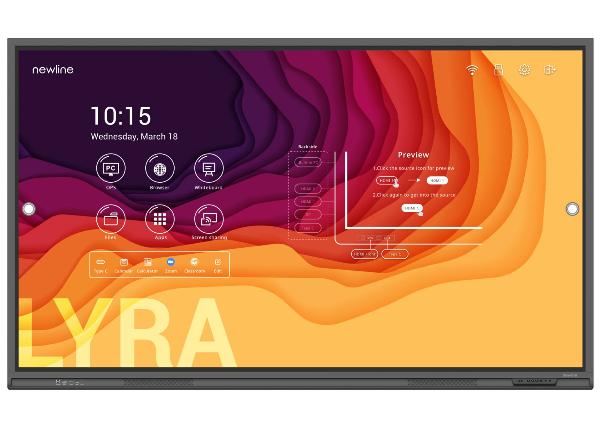 Newline 139,70cm (55) Touchscreen mit 32 Punkten Multi-Touch (Windows), Auflösung 4K, Smart System auf Android 11.0-Basis, optional OPS-PC, 3 Jahre Vor-Ort- (5 Jahre Bildungsbereich). Inkl. Software-Education Package: Cast, Broadcast , Display Mana (TT-5521Q) von NEWLINE