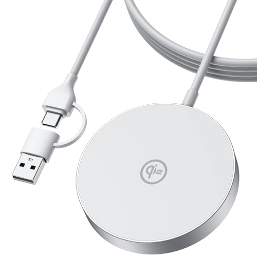 NewQ Magnetisches kabelloses Ladepad, Qi2-zertifiziert, 15 W, kabelloses Ladegerät, Mag-Safe, kompatibel mit iPhone 15/15 Plus/15 Pro/15 Pro Max/14/13/12 Serie (1 x kabelloses Ladegerät) von NEWQ
